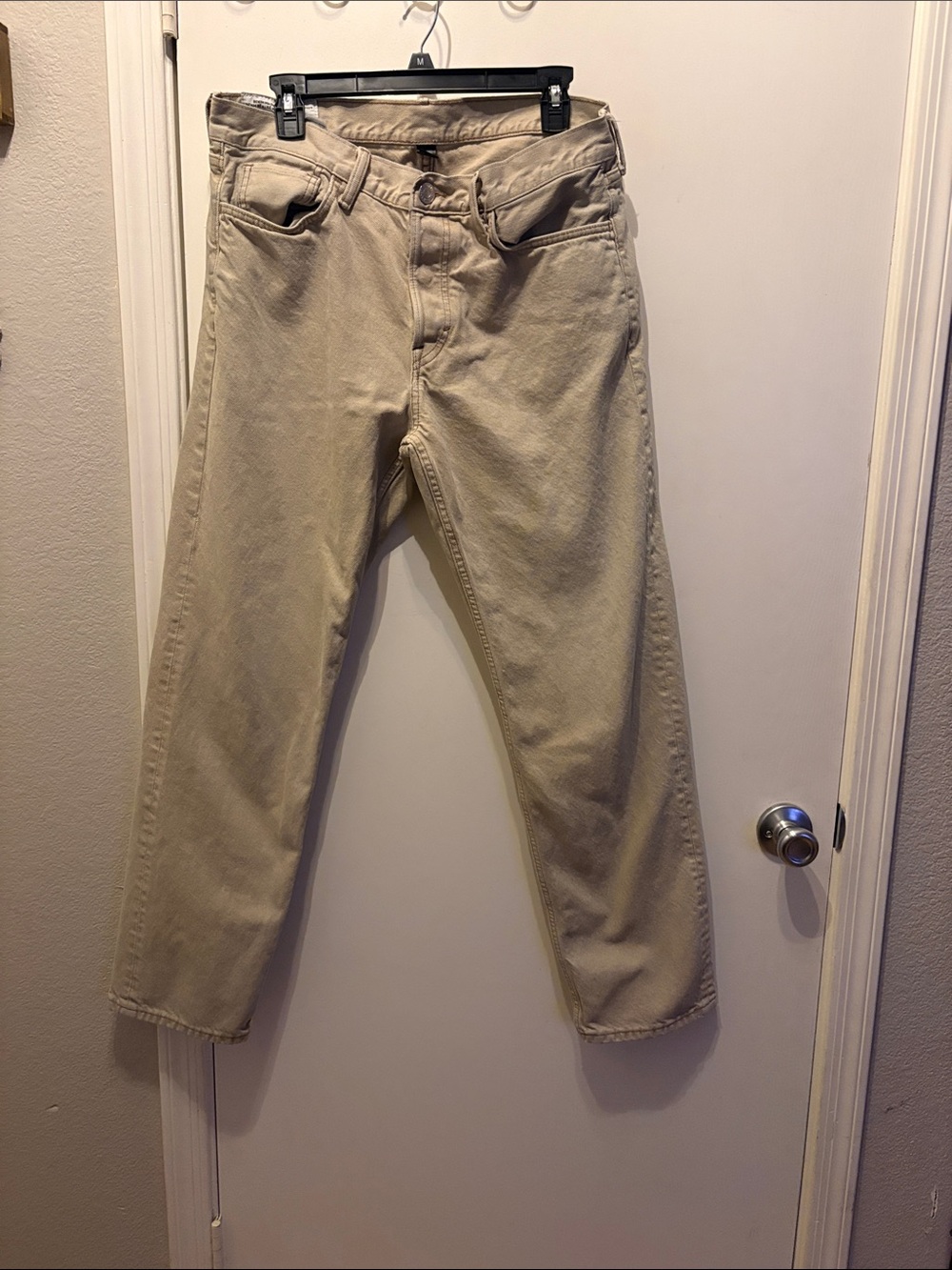 H&M Men’s Neutral Beige Relaxed Fit Jeans Size 34x32
